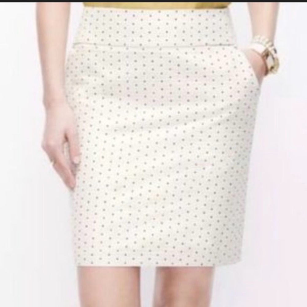 Ann Taylor Petite size 10P Winter White Polka Dot Skirt with side pockets